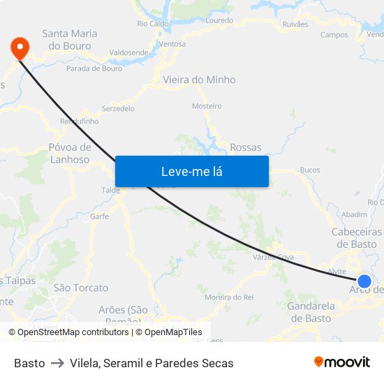 Basto to Vilela, Seramil e Paredes Secas map