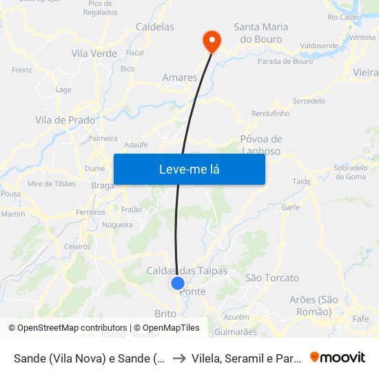 Sande (Vila Nova) e Sande (São Clemente) to Vilela, Seramil e Paredes Secas map
