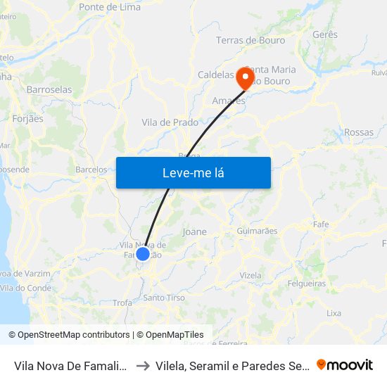 Vila Nova De Famalicão to Vilela, Seramil e Paredes Secas map