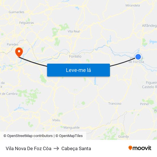 Vila Nova De Foz Côa to Cabeça Santa map