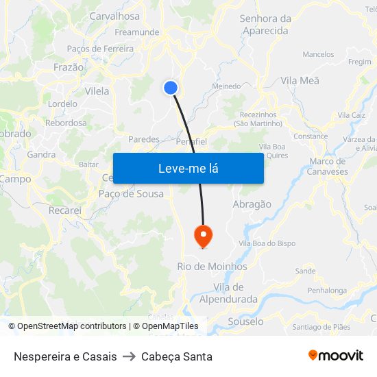 Nespereira e Casais to Cabeça Santa map