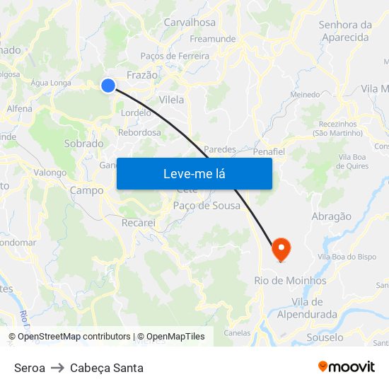 Seroa to Cabeça Santa map