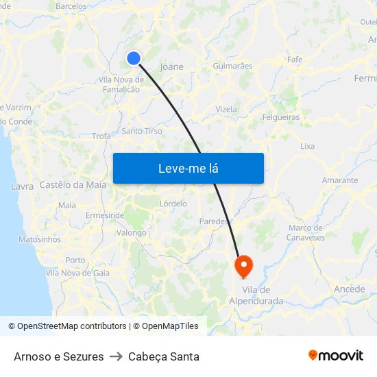 Arnoso e Sezures to Cabeça Santa map