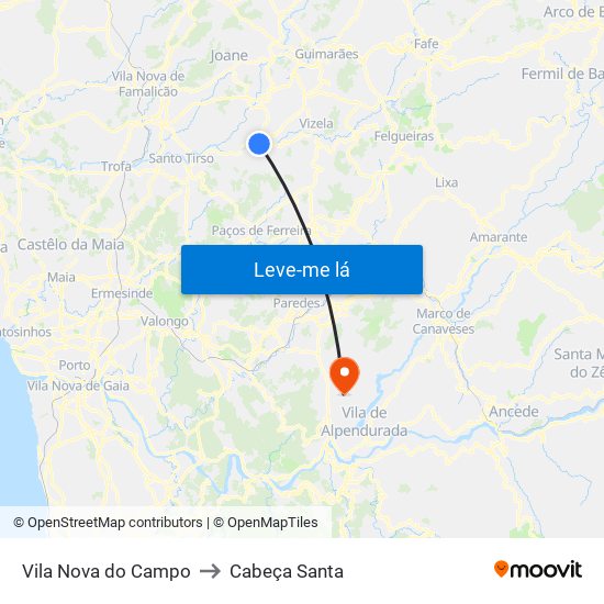 Vila Nova do Campo to Cabeça Santa map