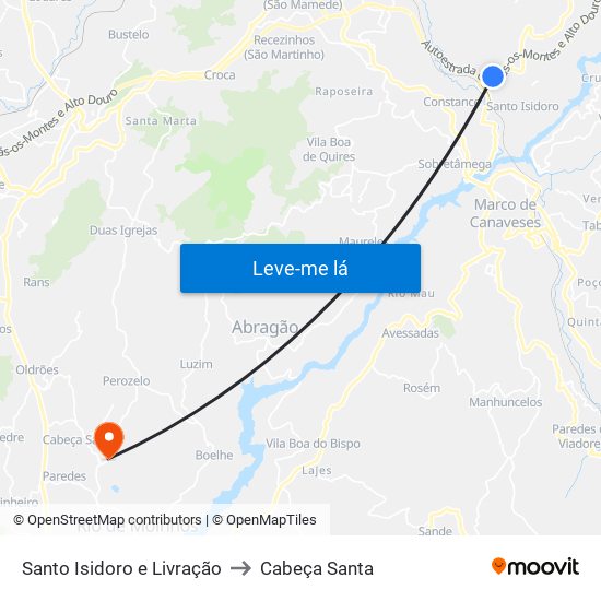Santo Isidoro e Livração to Cabeça Santa map