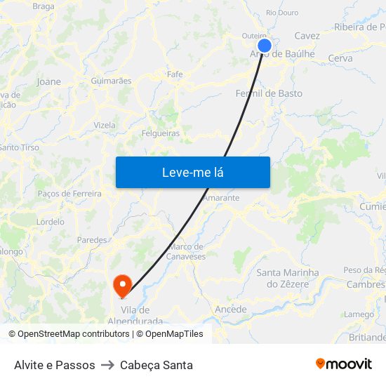 Alvite e Passos to Cabeça Santa map