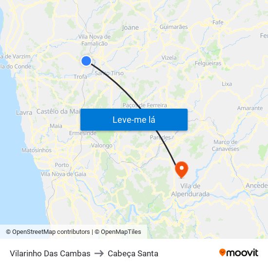 Vilarinho Das Cambas to Cabeça Santa map