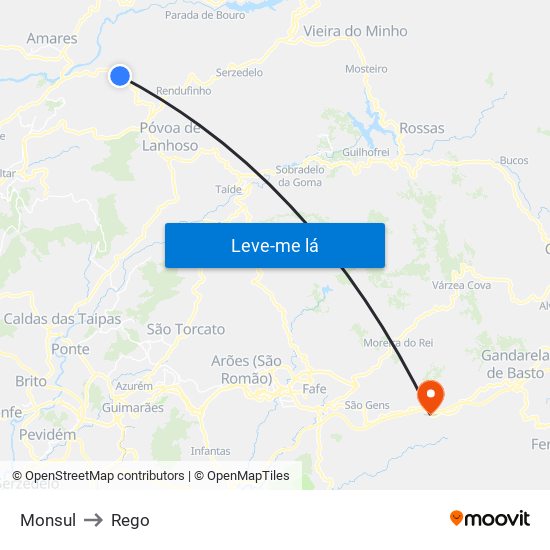 Monsul to Rego map