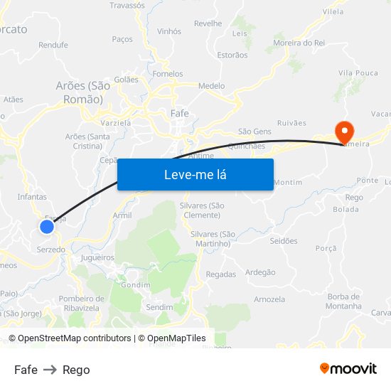 Fafe to Rego map