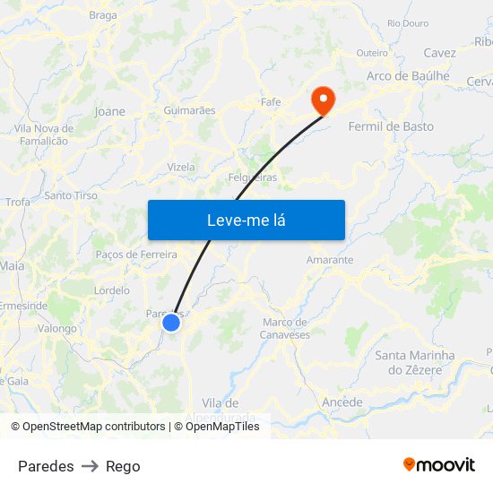 Paredes to Rego map