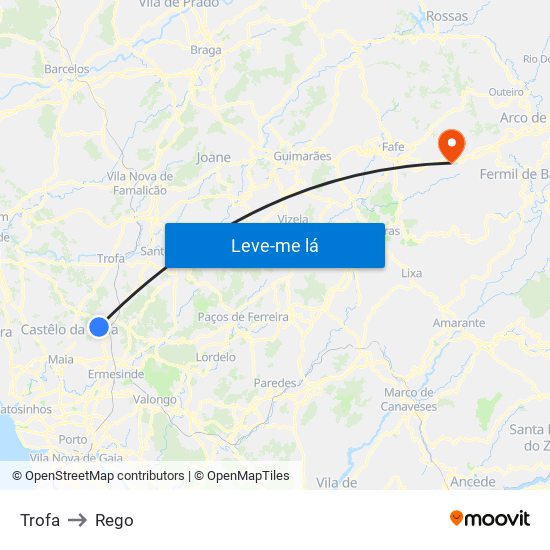 Trofa to Rego map