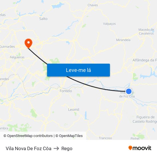 Vila Nova De Foz Côa to Rego map