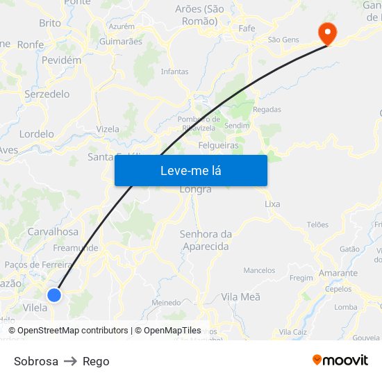 Sobrosa to Rego map