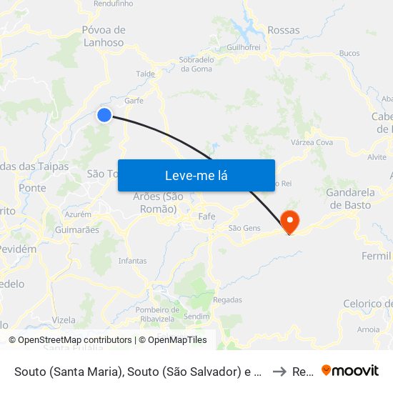 Souto (Santa Maria), Souto (São Salvador) e Gondomar to Rego map