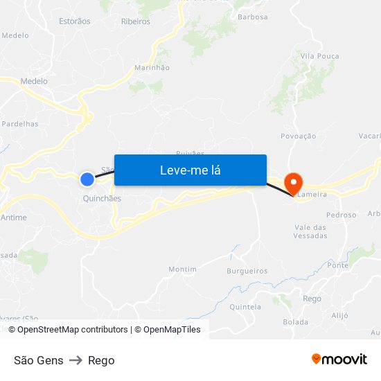 São Gens to Rego map