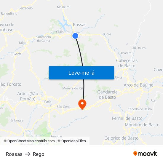 Rossas to Rego map