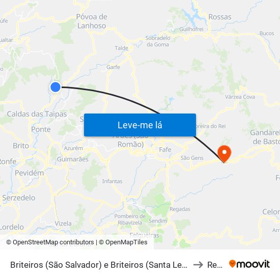 Briteiros (São Salvador) e Briteiros (Santa Leocádia) to Rego map