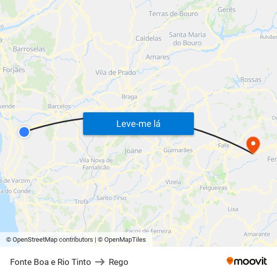 Fonte Boa e Rio Tinto to Rego map