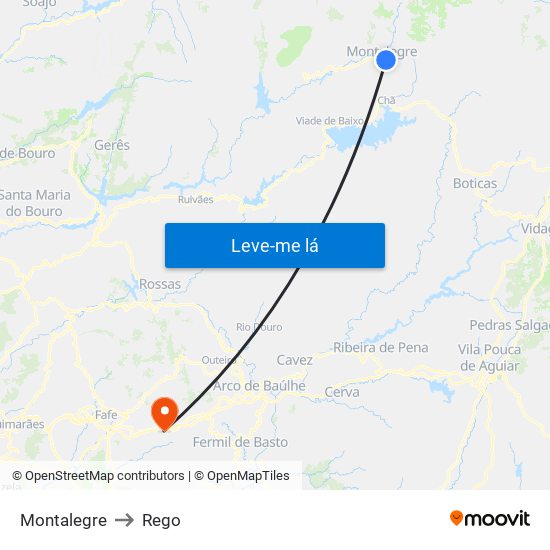 Montalegre to Rego map