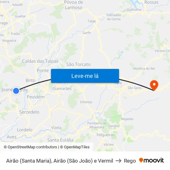 Airão (Santa Maria), Airão (São João) e Vermil to Rego map