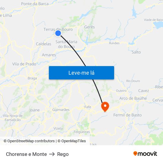 Chorense e Monte to Rego map