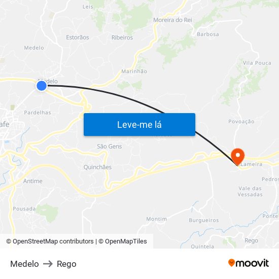 Medelo to Rego map