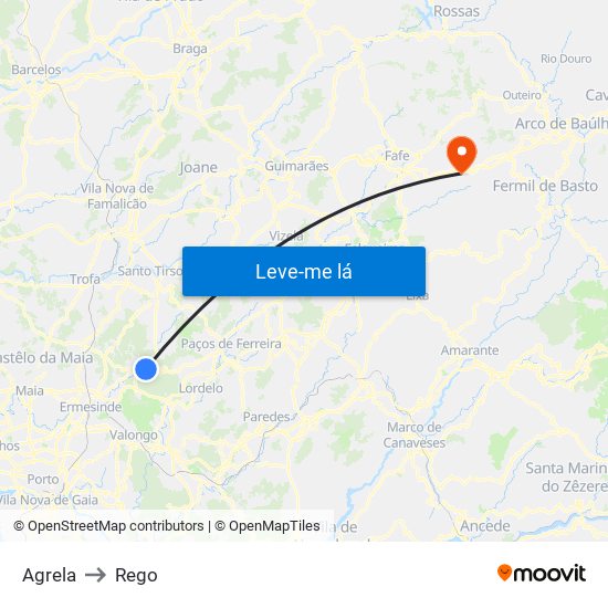 Agrela to Rego map