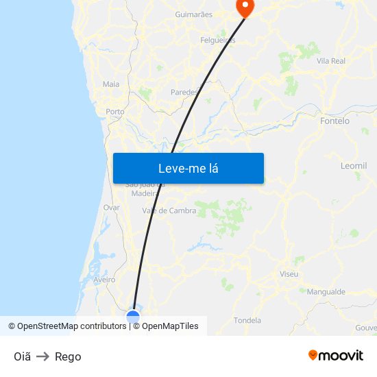 Oiã to Rego map