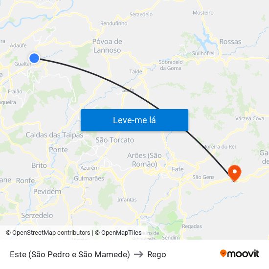 Este (São Pedro e São Mamede) to Rego map