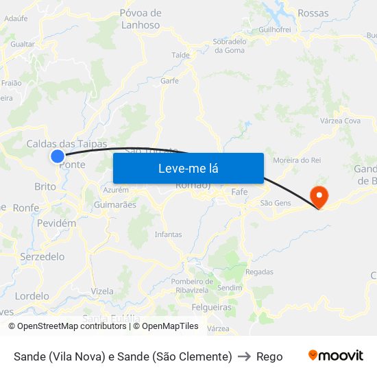 Sande (Vila Nova) e Sande (São Clemente) to Rego map