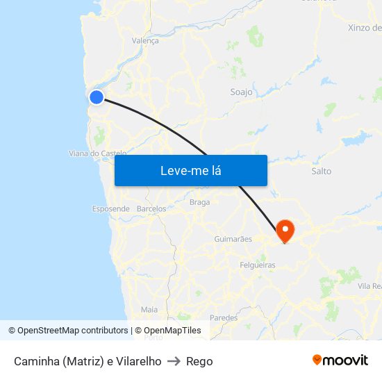 Caminha (Matriz) e Vilarelho to Rego map