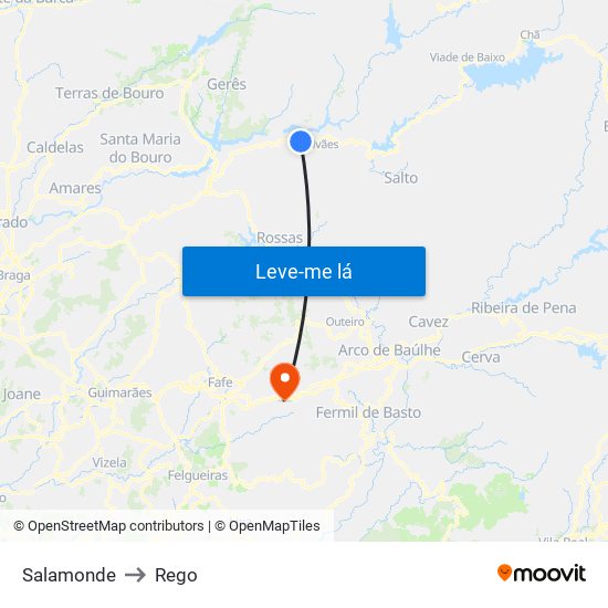 Salamonde to Rego map