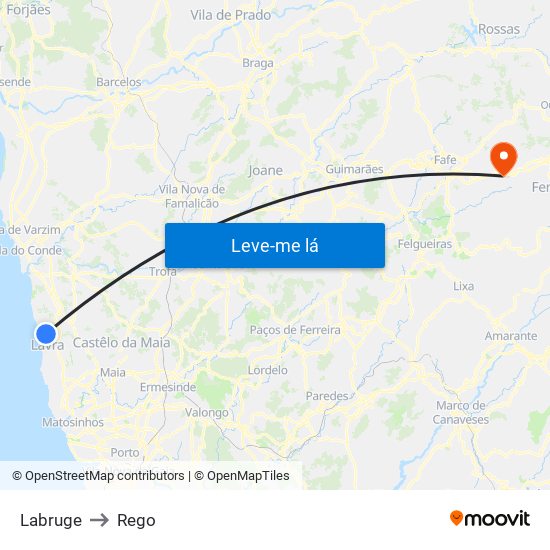 Labruge to Rego map