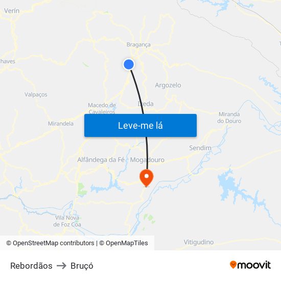 Rebordãos to Bruçó map