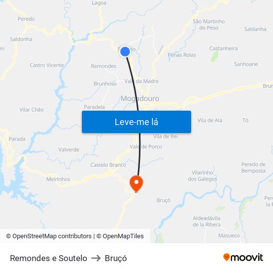 Remondes e Soutelo to Bruçó map