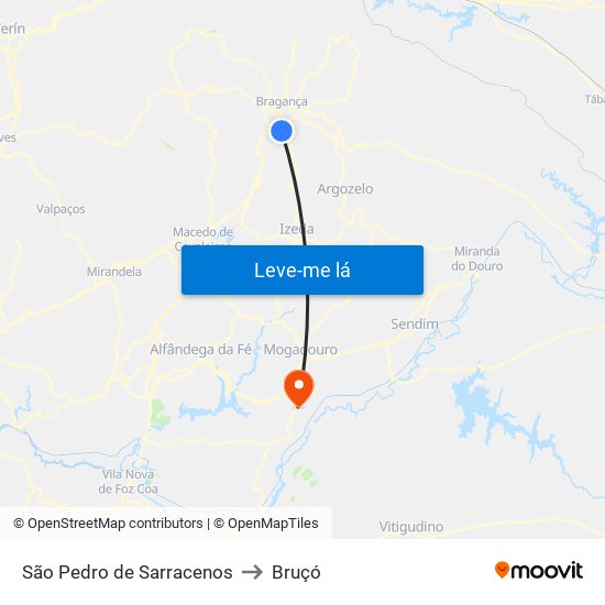 São Pedro de Sarracenos to Bruçó map