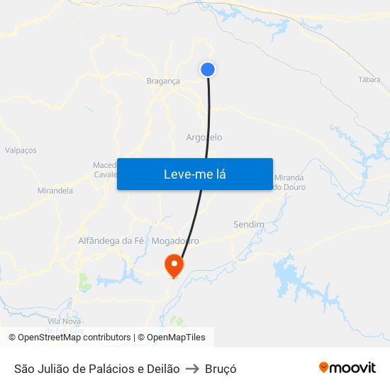 São Julião de Palácios e Deilão to Bruçó map