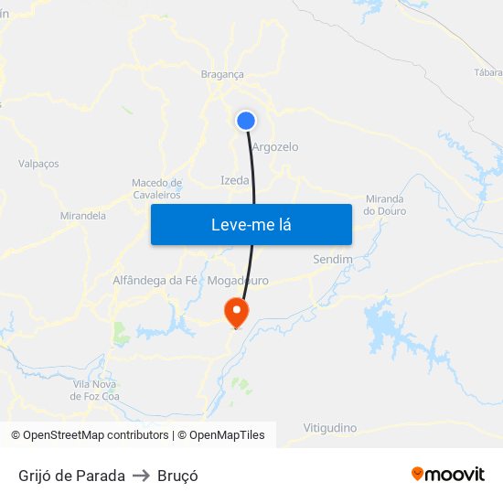 Grijó de Parada to Bruçó map