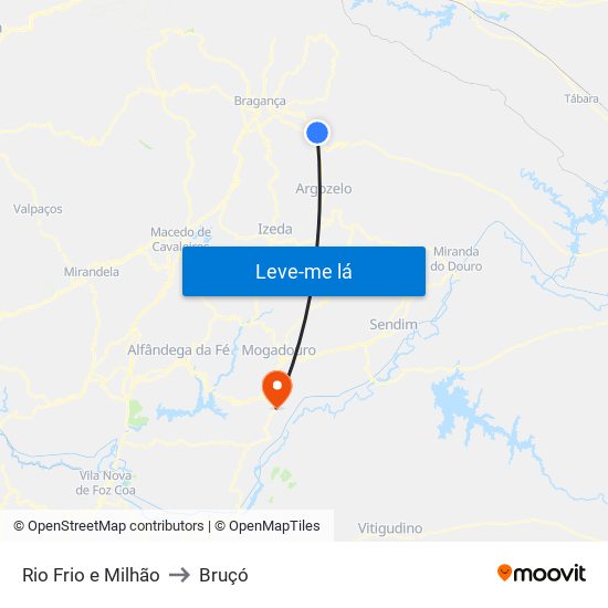 Rio Frio e Milhão to Bruçó map