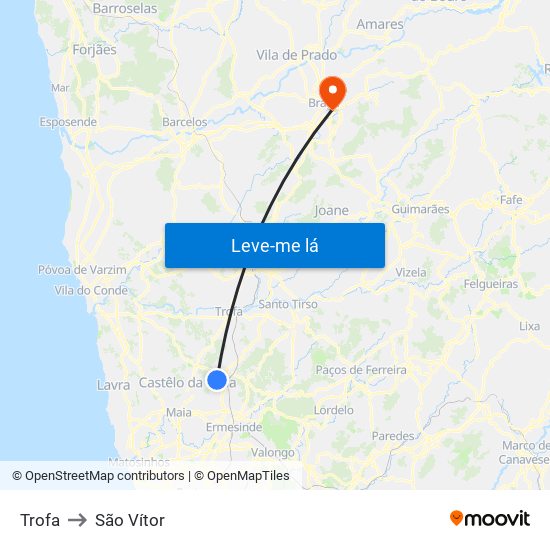 Trofa to São Vítor map