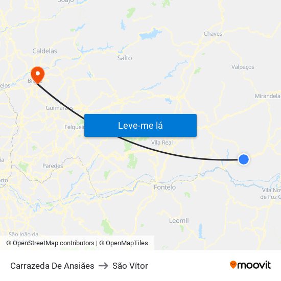 Carrazeda De Ansiães to São Vítor map