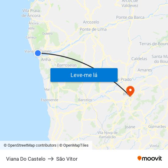 Viana Do Castelo to São Vítor map