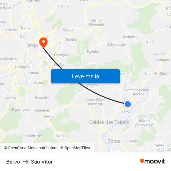 Barco to São Vítor map