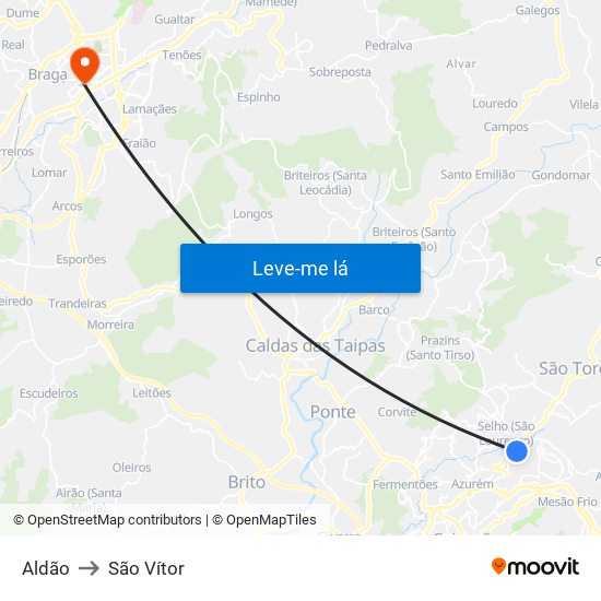 Aldão to São Vítor map