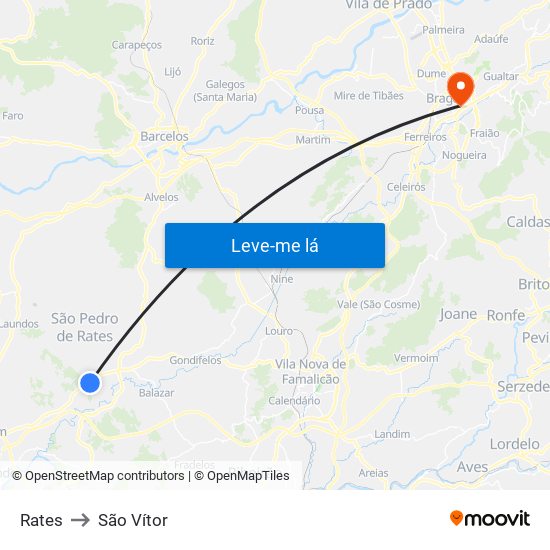 Rates to São Vítor map