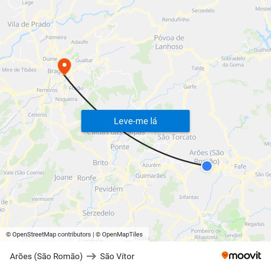 Arões (São Romão) to São Vítor map