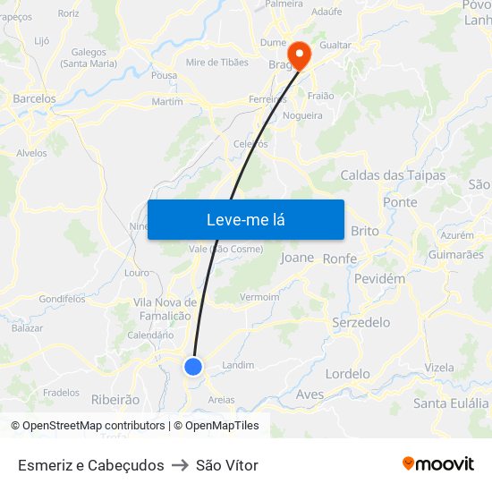 Esmeriz e Cabeçudos to São Vítor map