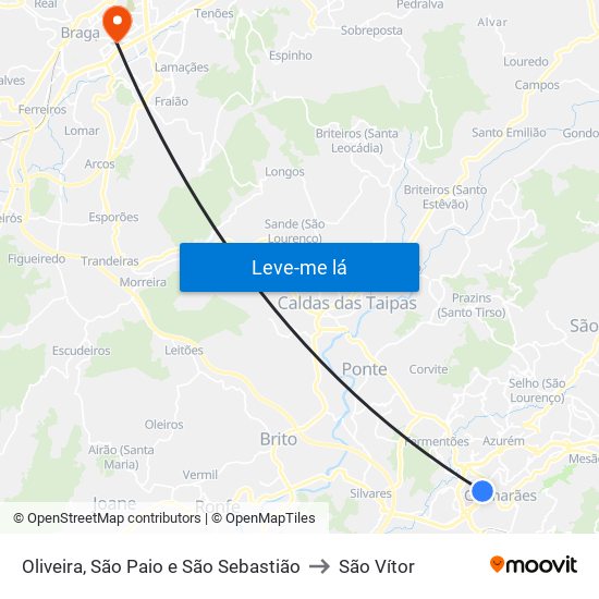 Oliveira, São Paio e São Sebastião to São Vítor map