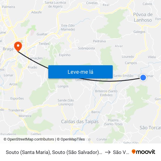 Souto (Santa Maria), Souto (São Salvador) e Gondomar to São Vítor map