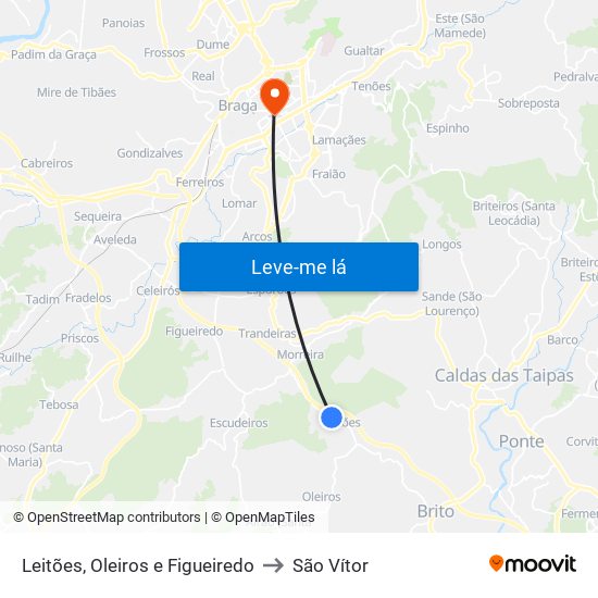 Leitões, Oleiros e Figueiredo to São Vítor map